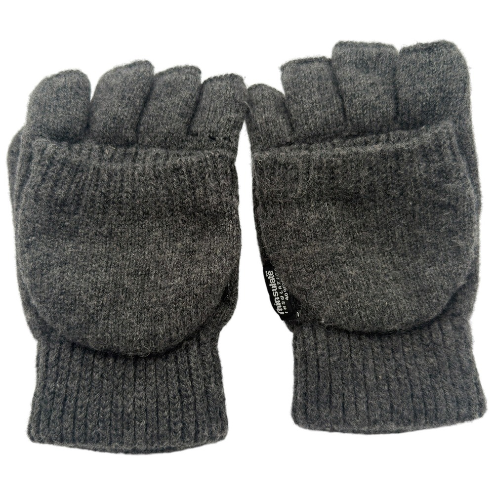 Thinsulate Insulation Convertible Fingerless Flip Top Mittens Gray One Size